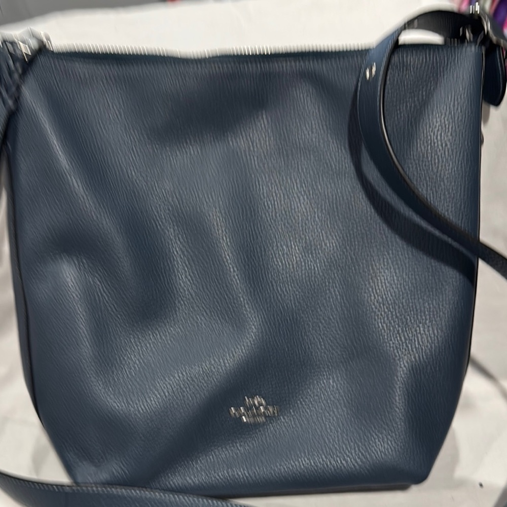 Coach Navy Leather Shoulder Bag
